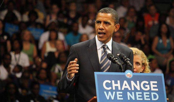 Barack Obama campaigning in 2008